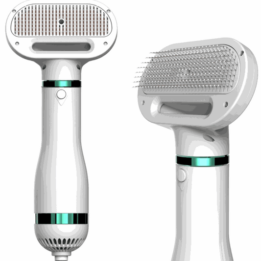 Portable 2 In 1 Dog Hair Dryer with comb, white compact grooming tool for drying and styling pet fur