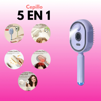 5-in-1 Electric Hair Brush with Essential Oil Mist Spray