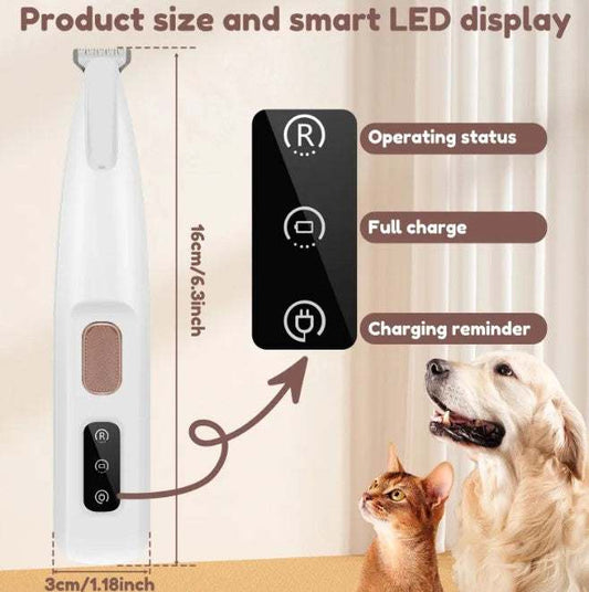 Pets paw trimmer with LED light and waterproof design for precise dog grooming